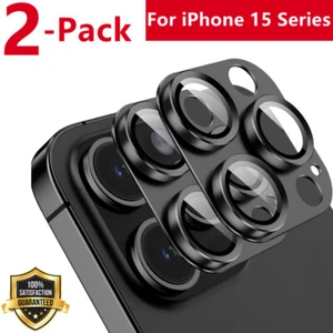 Pack de 2 pour iPhone 15 Pro Max/15 Pro/15 Plus/15 housse de protection d'objectif d'appareil photo en métal - Photo 1 sur 69