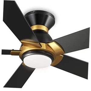 Smart Wifi LED Ceiling Fan in Damp Location Available,52" 52" J1LFM Black/Gold - Picture 1 of 7