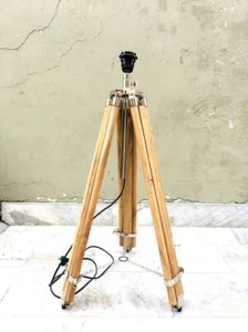Tripod Teak Wood Adjustable Leg Tripod Vintage Floor lamp Stand Tripod Lamp - Picture 1 of 6