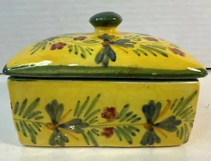 Vanity Box Rettangolare Porcellana Giallo Verde Italia Primavera Floreale 3,5x2,5” - Foto 1 di 9
