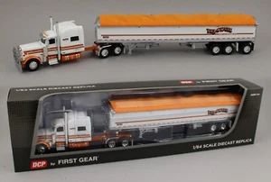 DCP 1:64 *TRI-STATE* Orange Peterbilt 389 70" w/50' Tri-Axle Grain Trailer - Picture 1 of 4