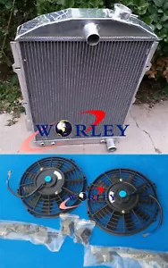 aluminum radiator + fan for CHEVY HOT / STREET ROD 350 V8 1938 AT - Picture 1 of 6