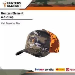 Hunters Element A H C High Crown Mesh Fabric Cap W Curved Peak Veil Desolve Fire - Picture 1 of 4