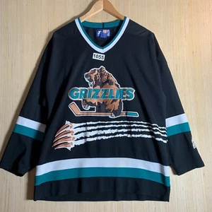 Vintage Utah Grizzlies Jersey Adult Size Large Black Long Sleeve Men's Starter - Picture 1 of 16