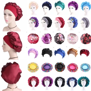 Women Sleeping Bonnet Hair Wrap Silk Satin Cap Elastic Night Soft Hat Headwear [ - Picture 1 of 46