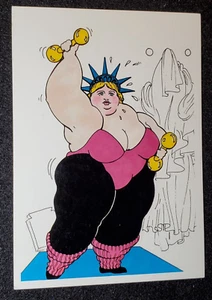 Statue of Liberty caricature Liberty & Health Illustrator Ivon Kergal postcard - Picture 1 of 3