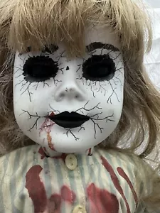 Creepy Zombie Doll Halloween Prop Horror Bloody Spooky Scary 18" Girl w/Stand - Picture 1 of 13