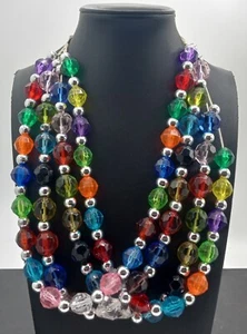 Vintage bunte 4-strängige Lucite Perlenkette - Bild 1 von 2