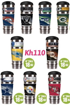 NFL Team Insulated Hot/Cold Stainless Steel Travel Tumbler w/Metallic Logo 18Oz - Image 1 of 4