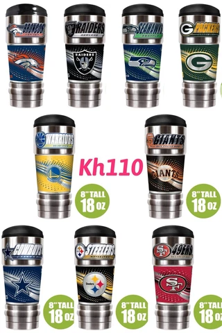NFL Team Insulated Hot/Cold Stainless Steel Travel Tumbler w/Metallic Logo 18Oz Cover