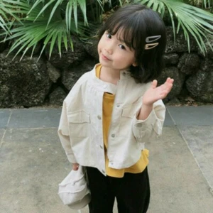 Children Unisex Jacket Cotton Girls Boys Shirt Coat Solid Outwear Top Short Cute - Picture 1 of 9