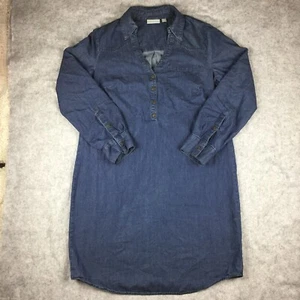 New York & Company Long-sleeve V-neck Denim Shirt Dress, Women's M (Blue Denim) - Picture 1 of 9