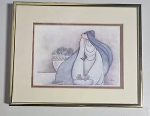 G E Mullan Vintage Print of Mujer con Metate - Framed & Matted 8x10 Sandstone - Picture 1 of 7