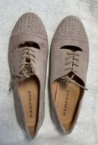 Rampage Womens Faux Suede BELINDA lace Up Flat Shoe Sz 9M Pre-owned  - Picture 1 of 13