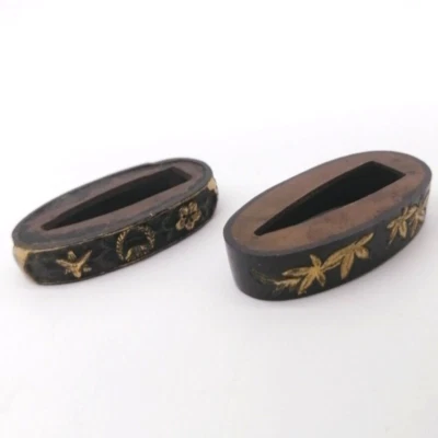 Antiguo juego japonés FUCHI de 2 - SAMURAI KATANA arte de montaje FCA041 Foto 1 de 4