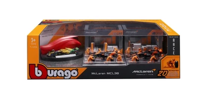 Bburago 1:43 Deluxe Paddock Set McLaren Racing 3x F1 Cars Pit Crew NUEVO 20 piezas Set Foto 1 de 4