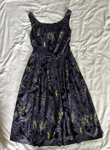 Abito donna Lindy Bop Halloween ispirazione retrò stampa gotica midi lana linea A - Foto 1 di 6