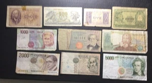 1900s- Vintage Italy Collection of 10 Different Italian Paper Money Currency! - Picture 1 of 2