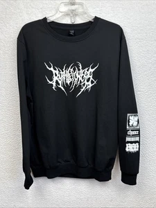 Romwe Men's Sweatshirt Black Punk Goth Graphic Print Lettering Large Skater - Picture 1 of 14