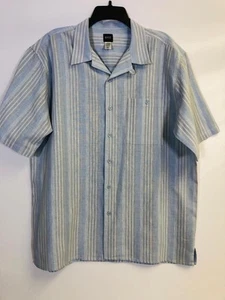 Vintage Men’s Linen Short Sleeve Button Down Shirt Blue Size XL Basic Editions - Picture 1 of 6