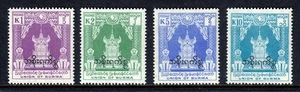 BURMA — SCOTT O76/O79 — 1954-57 ROYAL THRONE W/OFFICIAL OVPT. — MH — SCV $35 - Picture 1 of 2