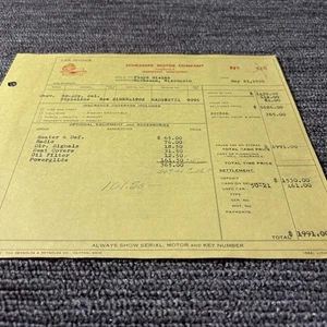 Vtg 1950 Chevrolet Auto Dealer Sales Receipt Car Dealership Invoice - Picture 1 of 2