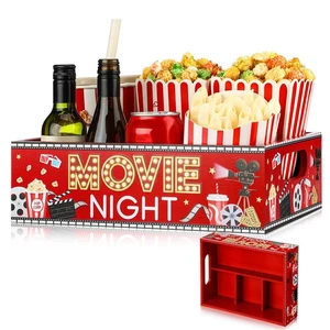 Movie Night Snack Tray with Handles and 4 Compartments for Theater Popcorn Bu... - Bild 1 von 6