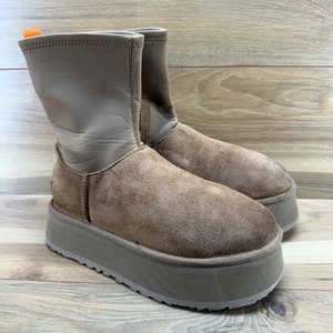 Botas de plataforma UGG clásicas Dipper para mujer 8 gamuza castaño gruesas Chonk - Imagen 1 de 12