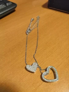 San Valentino collana donna due cuori con strass - Foto 1 di 3