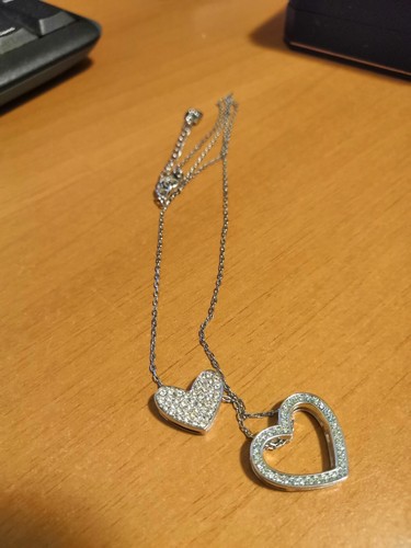 San Valentino collana donna due cuori con strass