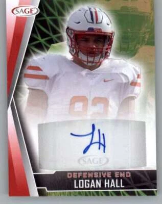 2022 Sage High Series Autographs Red #A-LH Logan Hall RC Rookie AUTO - Image 1 of 2