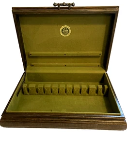 Vtg Solid Oak Silverware Chest Naken's Mediterranean Collection Tarnish Proof - Picture 1 of 12