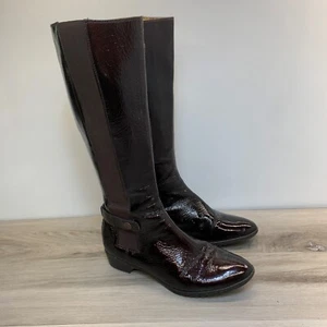 SOFFT Women's Brown Patent Leather Knee High Boots Size 8M - Picture 1 of 16