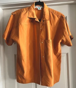 Lillie Rubin 100% Silk Shirt Orange Button Front Blouse Size 38 M/L - Picture 1 of 3