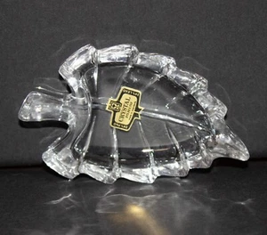 Dish Trinket Leaf 4” Clear Miniature Crystal Zajecar 24% Lead Yugoslavia Vintage - Picture 1 of 5