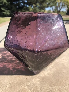 Anthropologie 6”x 8” Geometric Seeded Gem Glass Vase Amethyst Purple - Picture 1 of 6