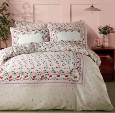 Cath Kidston Cherry Picked Bedding Set In Pink/Cream - 4 Sizes - Image 1 of 4