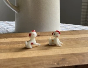 Blown Glass Dog Figurine Lot of 2 Miniature 1 Inch - Picture 1 of 7