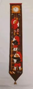 Vintage MCM Santa Elfe Pixie Wichtel Wandbehang Sackleinen Jute skandinavisch - EUC - Bild 1 von 3