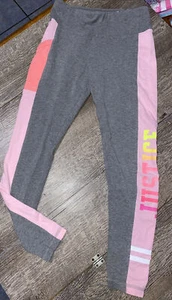 Justice sz 12 neon pink gray leggings Guc pockets gymnastics sports dance - Picture 1 of 6