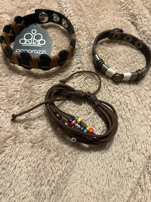 Lote de brazaletes de joyería paparazzi nuevo conjunto de cuero hobo ajustable para mujer” Foto 1 de 4