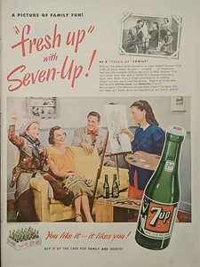 1951 7up Druck Anzeige Vintage Familie Tochter Gemälde Porträt von Bruder Cowboy - Bild 1 von 1