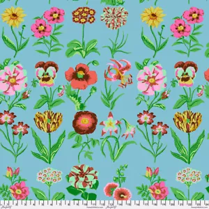 KAFFE FASSETT FLOWER STUDIES GP205 BLUE FLORAL COTTON FABRIC 1/2 YD - Picture 1 of 1