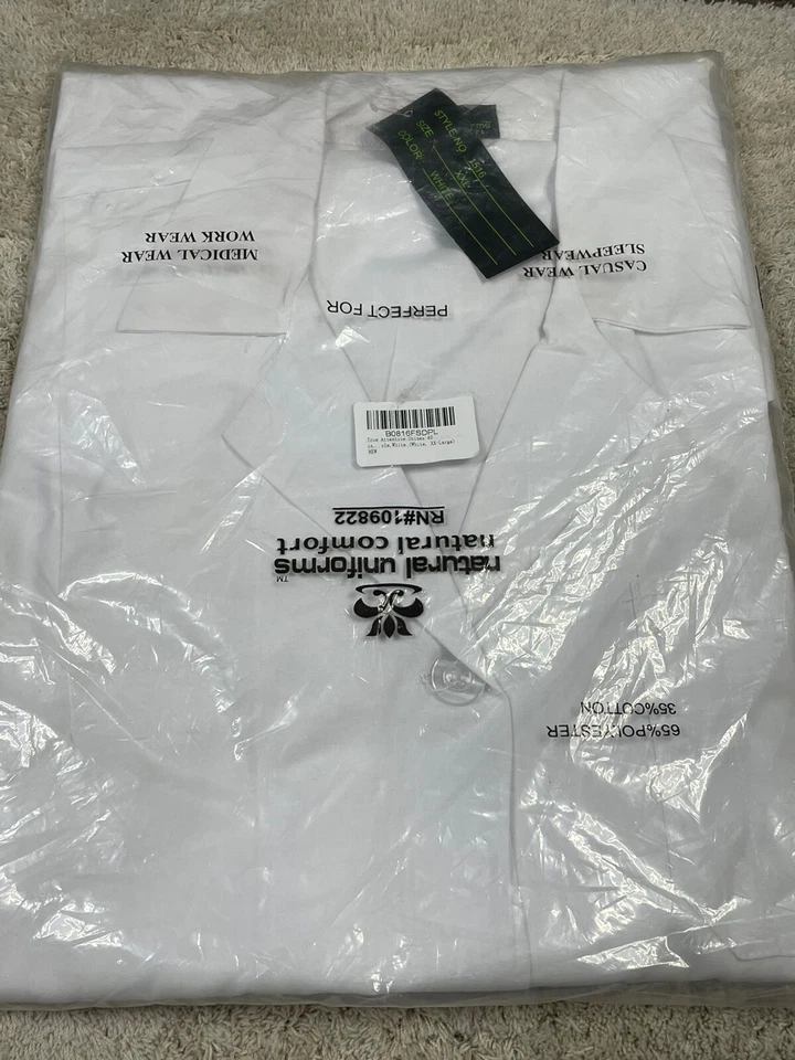 True Attentive Unisex 40 WHITE LABCOAT XX-LARGE Polyester Cotton Blend NEW - Image 1 of 3
