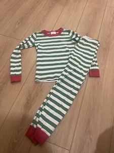 Hanna Andersson Pajama Long Johns Green Red White Christmas Size 130, 8, Organic - Picture 1 of 5
