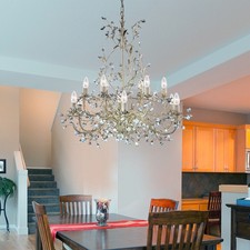 Dekorative 12-fl. Kronleuchte, 12x40W E14, Creme-Gold Kristall Klar Esstisch LED