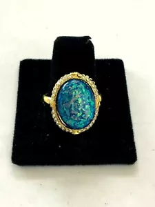 ANILLO DE PIEDRAS PRECIOSAS TOPACIO CRISTAL BLANCO CHAPADO EN ORO AMARILLO DE 18 QUILATES TALLA 8 - Imagen 1 de 2