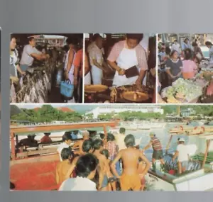 UNUSED VINTAGE POSTCARD ,MARKET IN PAPEETE , TAHITI - Picture 1 of 1
