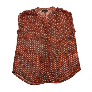 Fenn Wright Manson Orange Button Up Sheer Sleeveless Blouse Women’s Size S - Picture 1 of 7