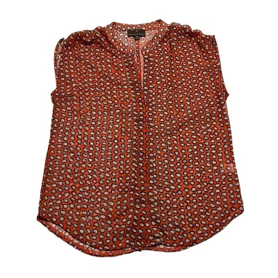 Fenn Wright Manson Orange Button Up Sheer Sleeveless Blouse Women’s Size S - Image 1 of 4